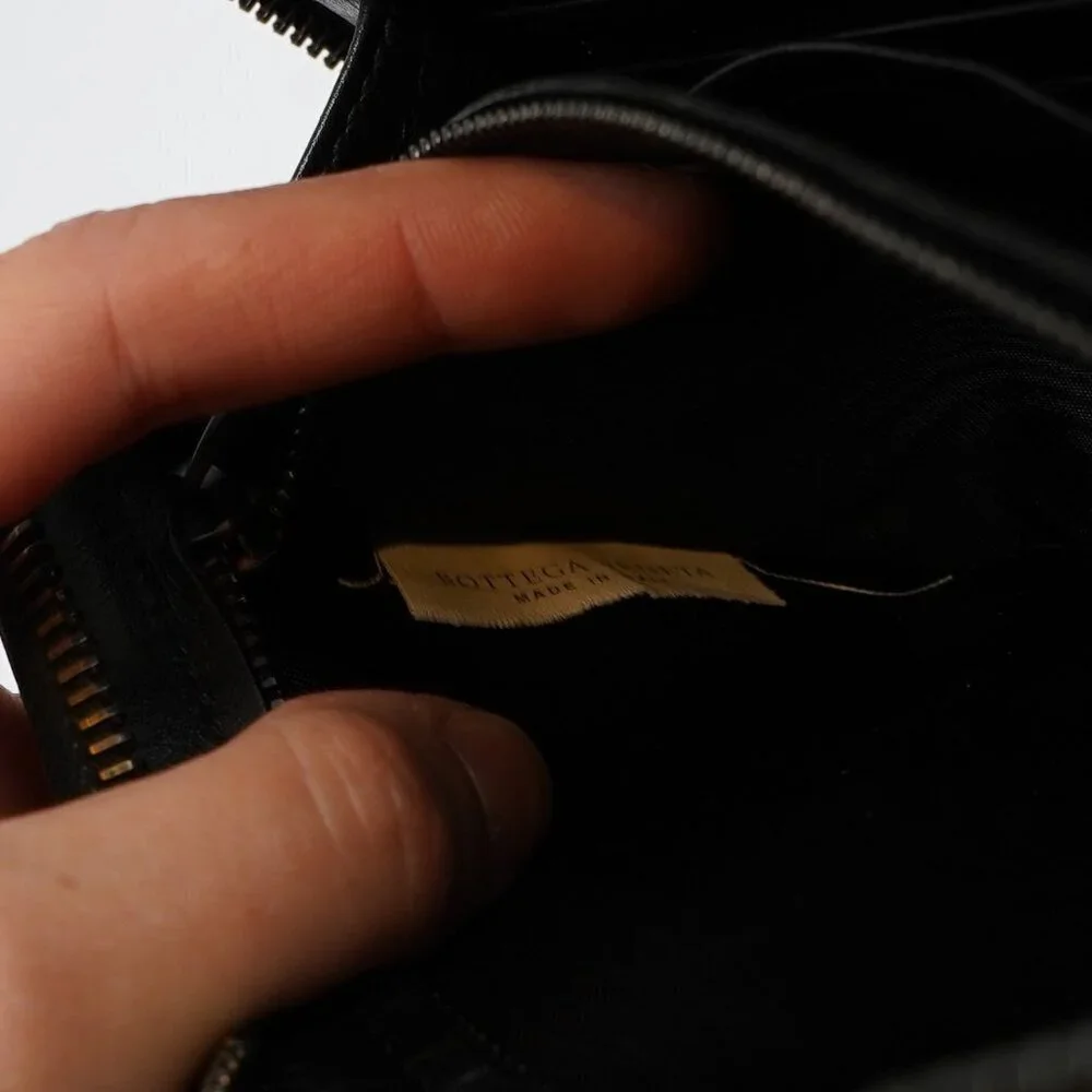 Bottega Veneta Continental Black Intrecciato Leather Zip Wallet 8.5in Oversized - Picture 5 of 11